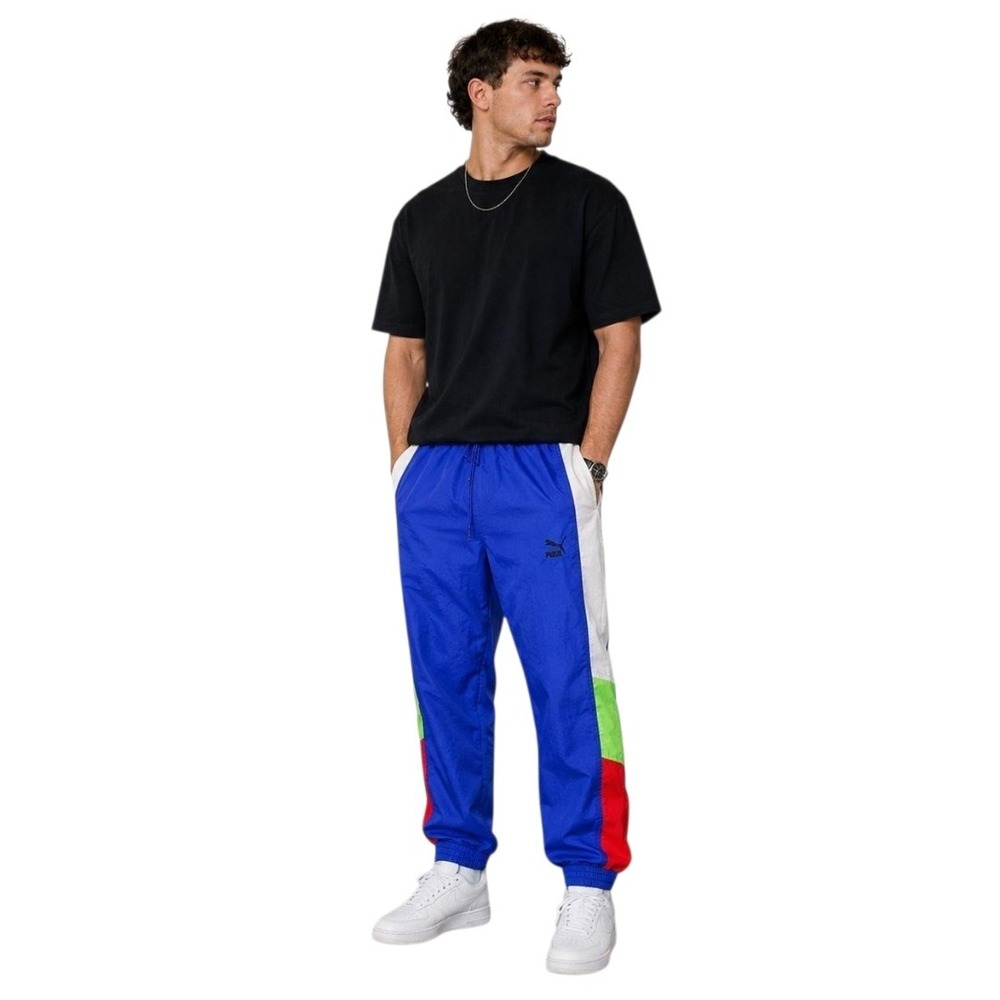 Puma TFS OG Windbreaker Track Pants Mens M Blue Multicolor 596474 Y2K 90s Style